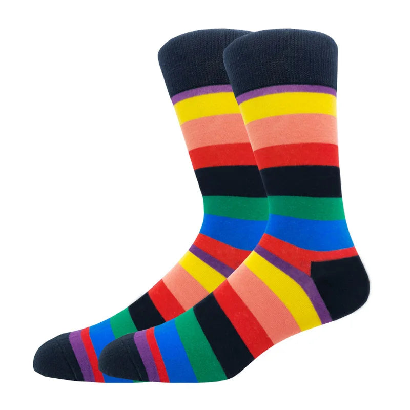 New Men's stockings Casual Gentleman Color fashion color striped Funny Party Dress autumn and winter cotton Socks