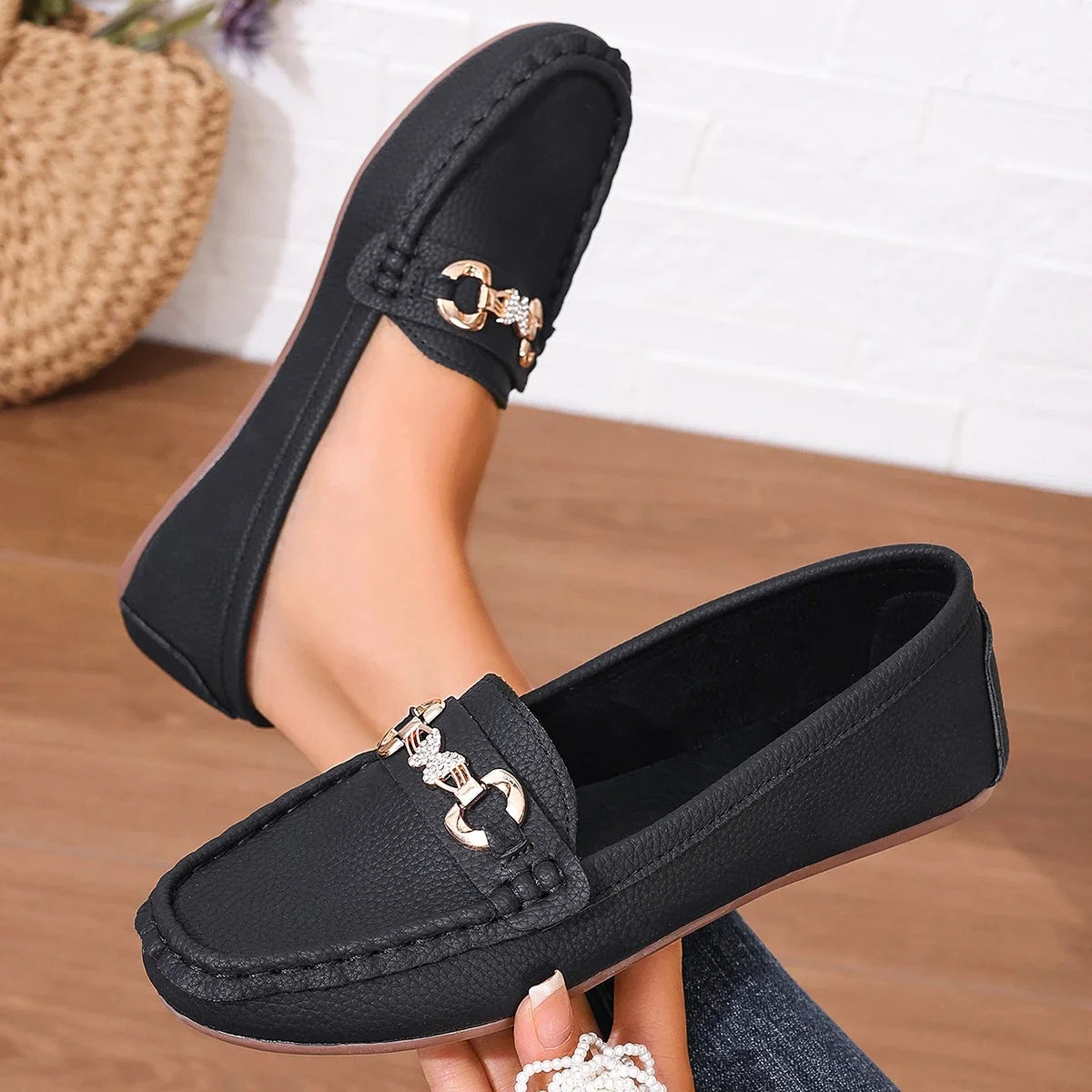 Women's Casual Slip-On Mary Jane Flat Loafers round Toe Soft Sole Spring Autumn Fashion Solid Color Flat Platform Shoes