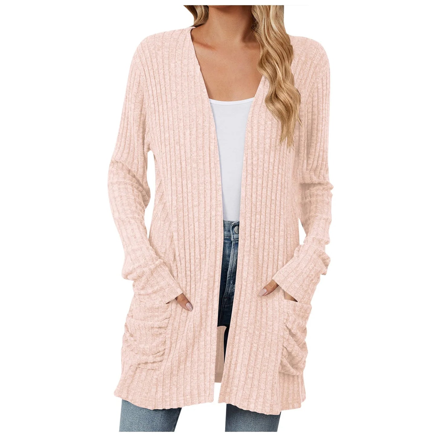 Lightweight 3/4 Sleeve Black Sweater Cardigan For Women Crochet Oversize Casual Cardigan Kimonos Boho Solid Chaquetas De Mujer