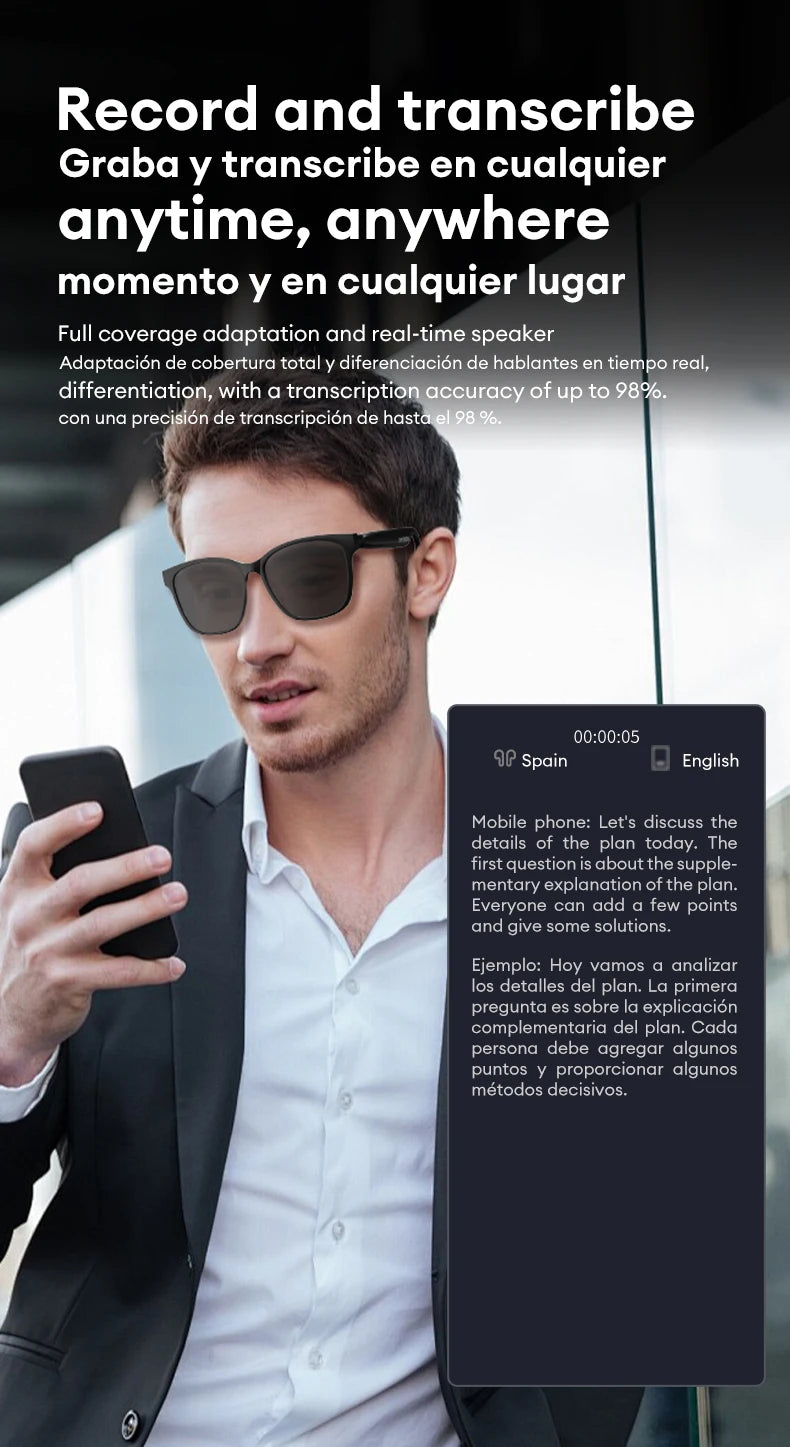 Choice HYUNDAI HY-C8 AI Glasses Earphones With Camera Automatic voice translation Smart glasses Multi-function keys For Sports