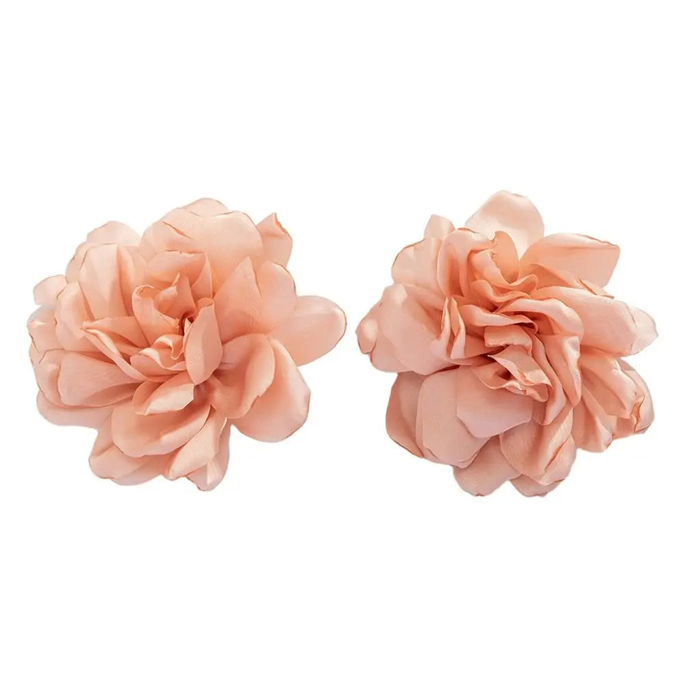 Luxury Design Big Flower Ear Stud Wedding Fabric Fashion Exaggerated Earrings Floral Eardrop Women Girls