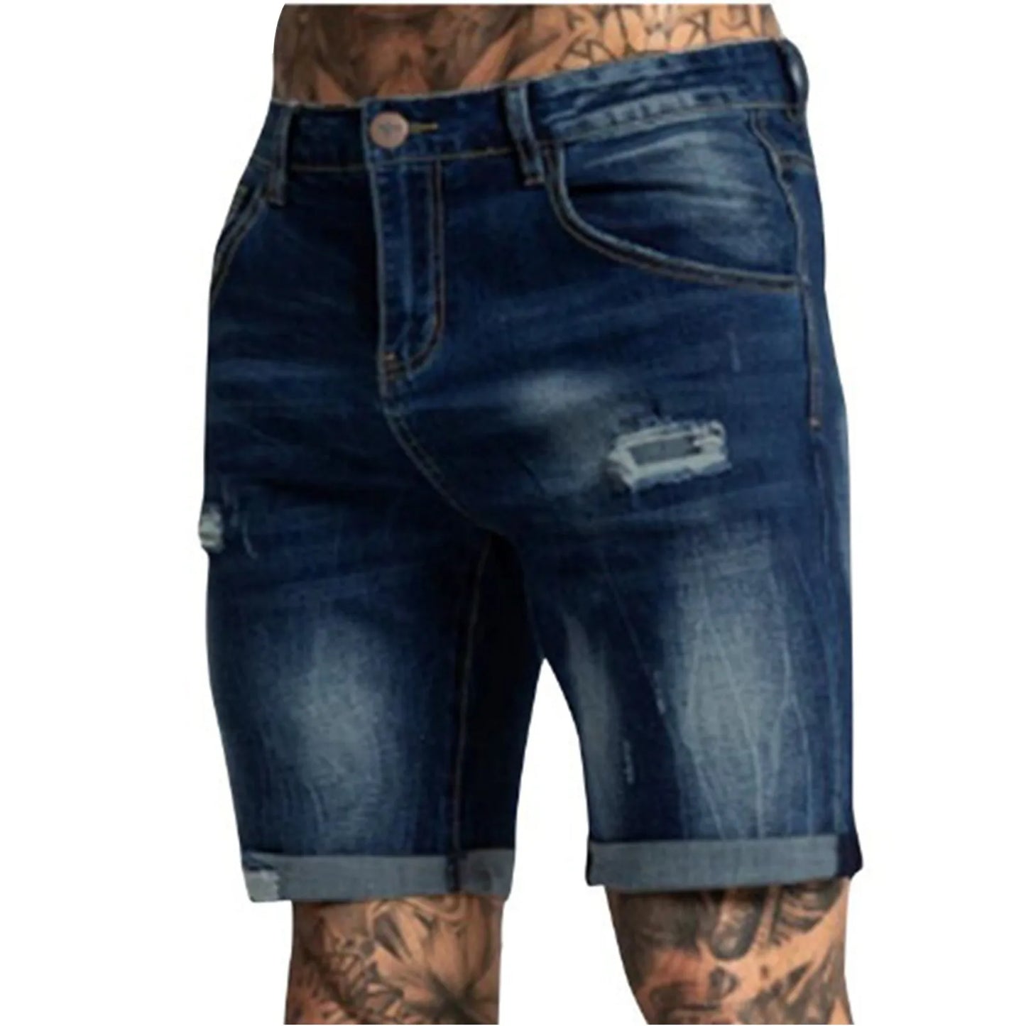 New Spring Summer Men's Denim Shorts Men's Clothing Beach Ripped Jeans Denim Cotton Short Casual Men Shorts