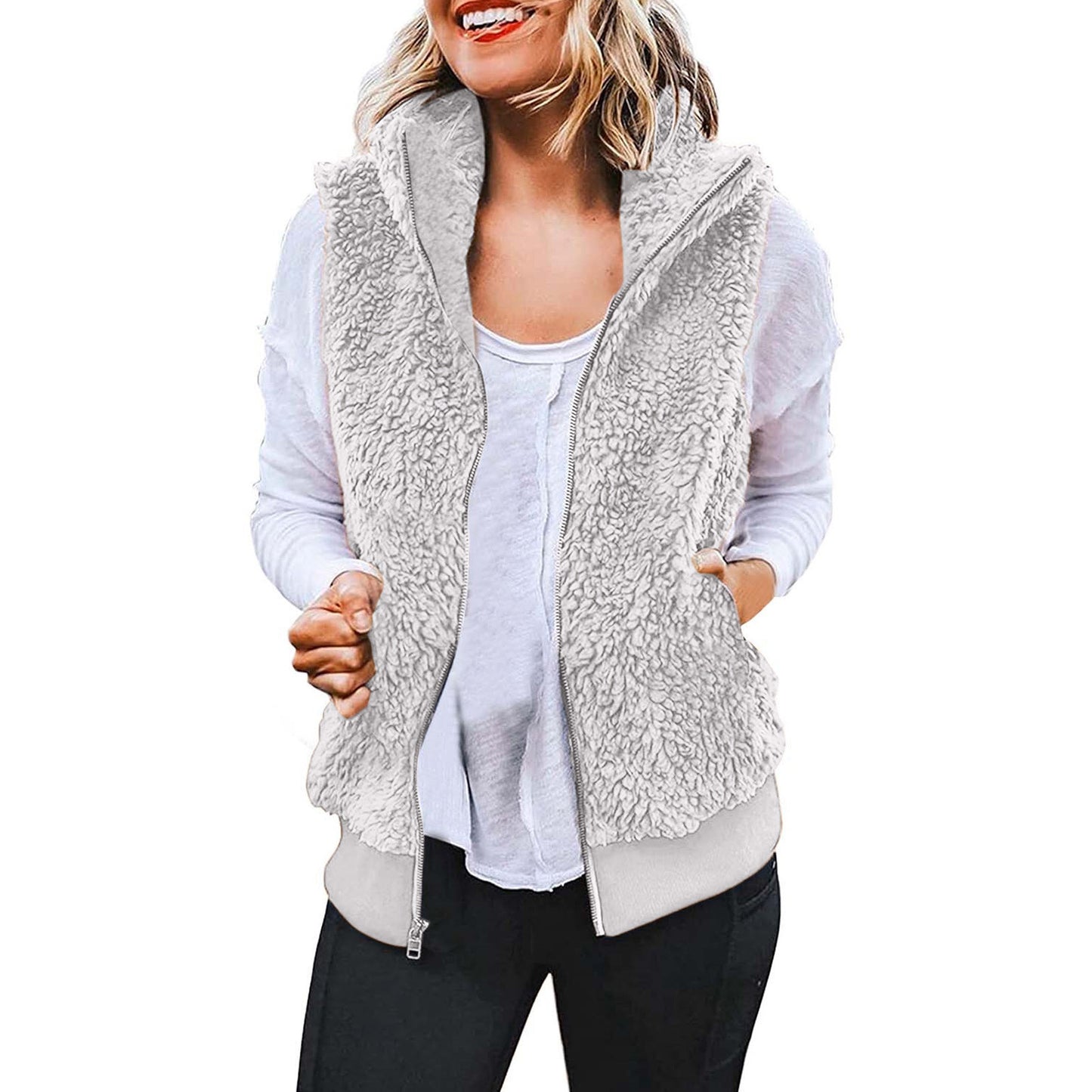 Autumn Winter Plush Vest Jackets for Women Thick Warm Sleeveless Coats Velvet Fleece Waistcoats Plus Size