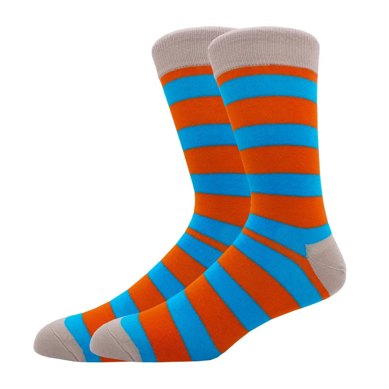 New Men's stockings Casual Gentleman Color fashion color striped Funny Party Dress autumn and winter cotton Socks