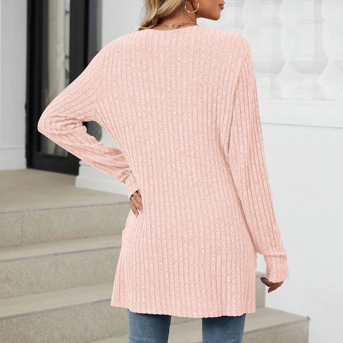 Lightweight 3/4 Sleeve Black Sweater Cardigan For Women Crochet Oversize Casual Cardigan Kimonos Boho Solid Chaquetas De Mujer