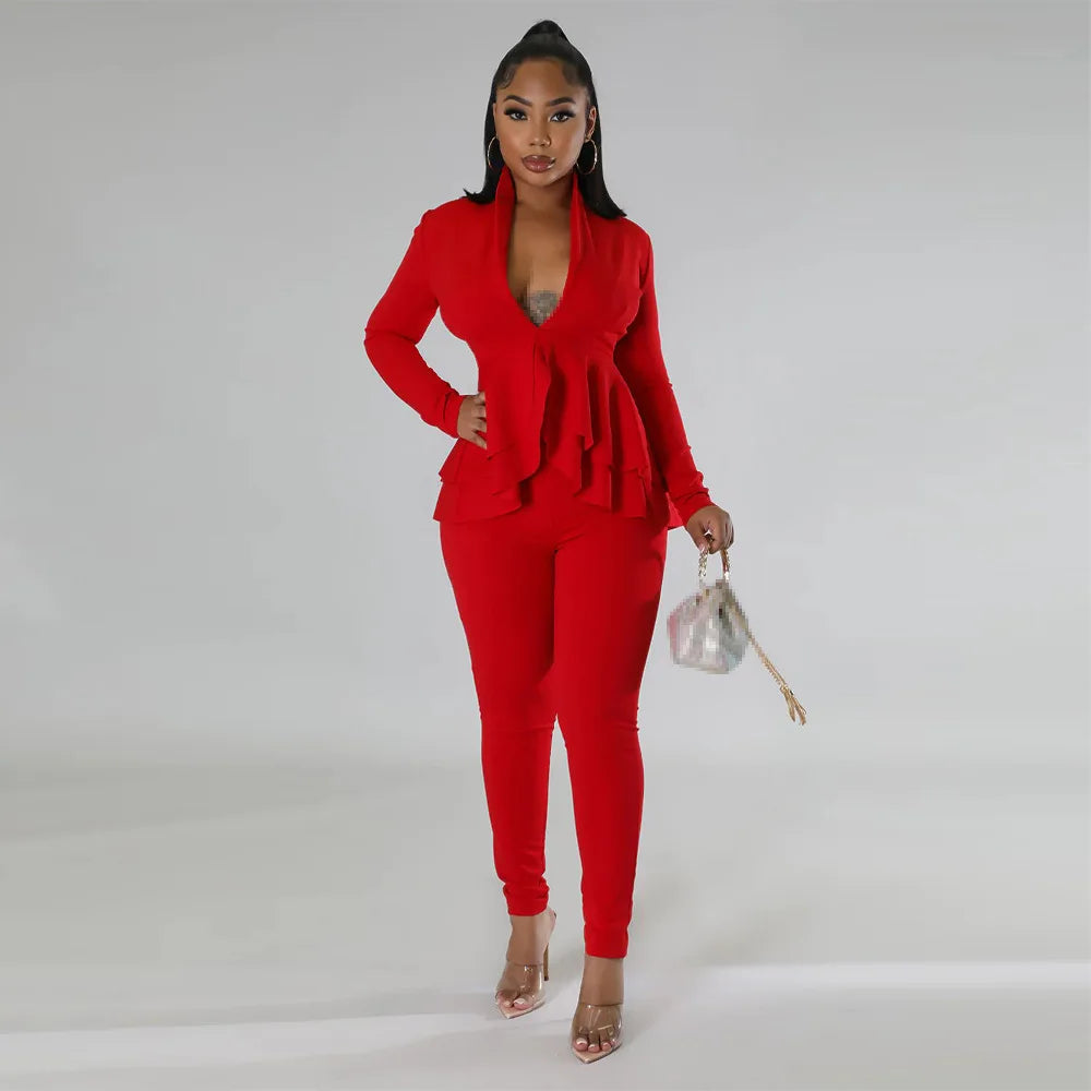 Pants sets suits for women office outfits women suits lady set pants long sleeve two piece outfit clothes for woman