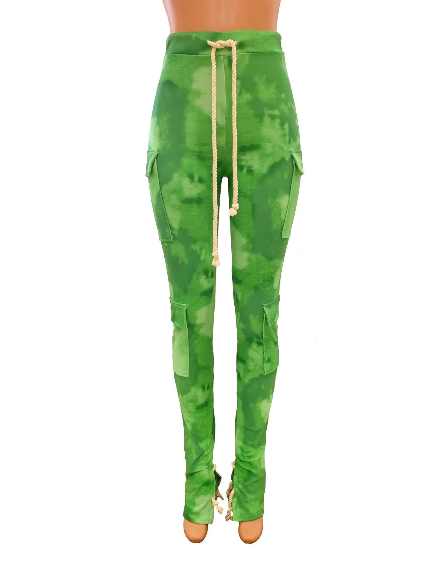 Strecth Cargo Pants for Women Streetwear Mid Waist Multi Pockets Drawstring Trousers Vintage 2024 Autumn Printing Sweatpants