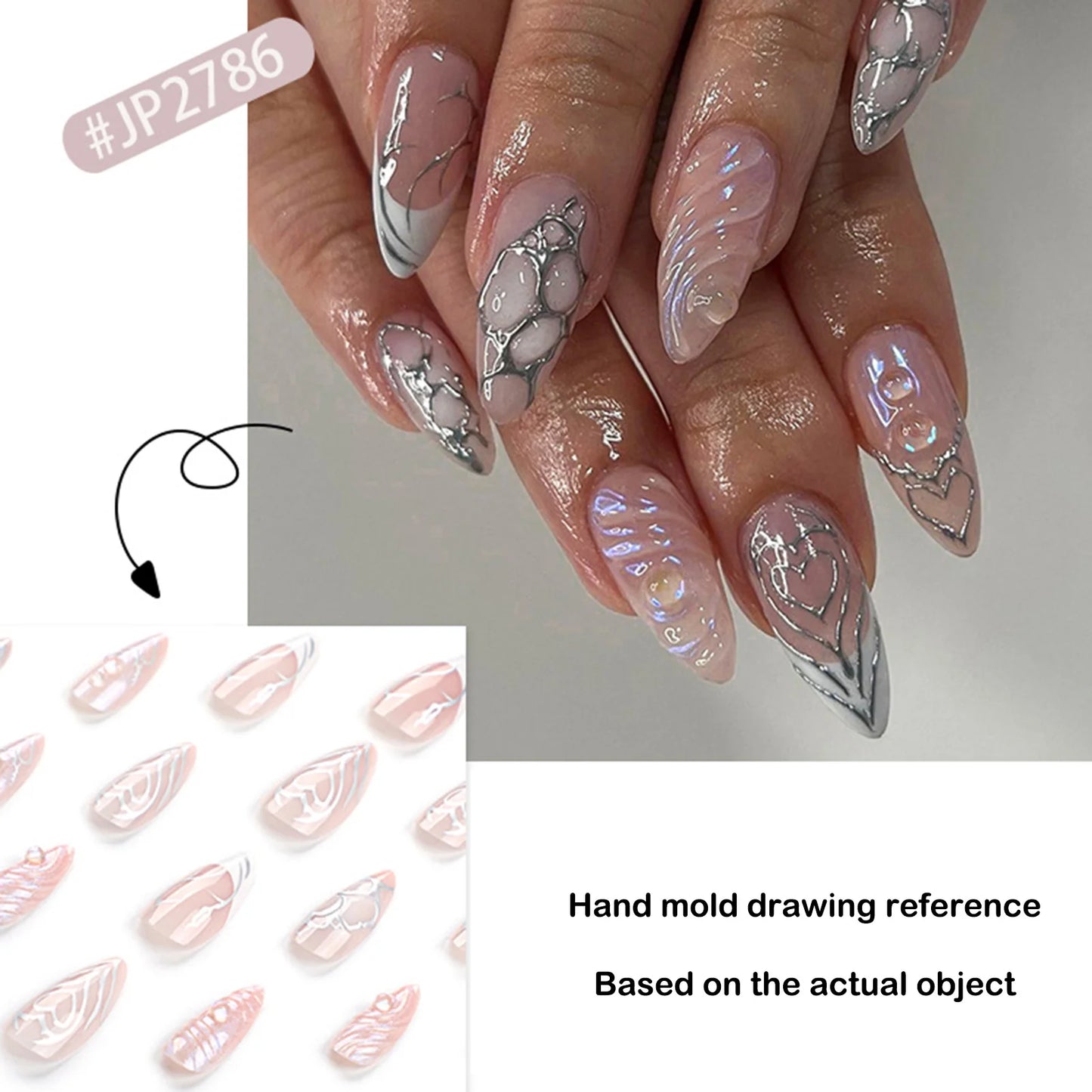 Lovely Girls Y2k Fake Nails Press On Nails With 3D Decoration Removable Reusable Full Cover Artificial False Nails For Women