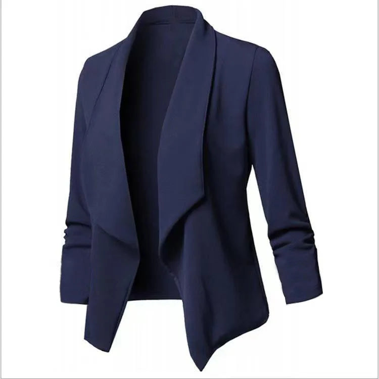Oversized Women's Blazer S-5XL Notched Long Sleeve Pleated Slim Fit Business Workwear Cardigan Coats