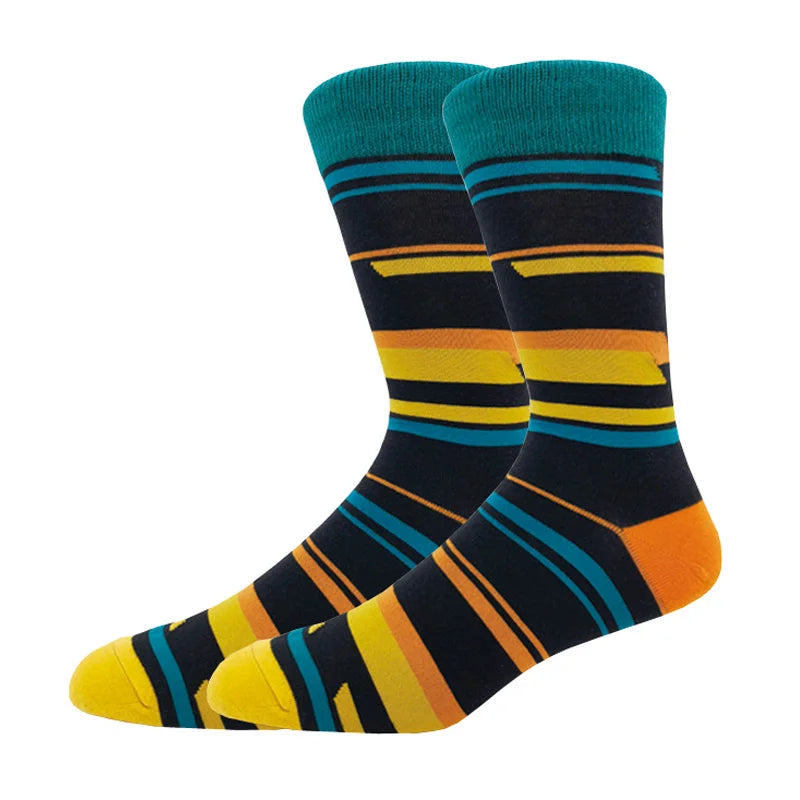New Men's stockings Casual Gentleman Color fashion color striped Funny Party Dress autumn and winter cotton Socks