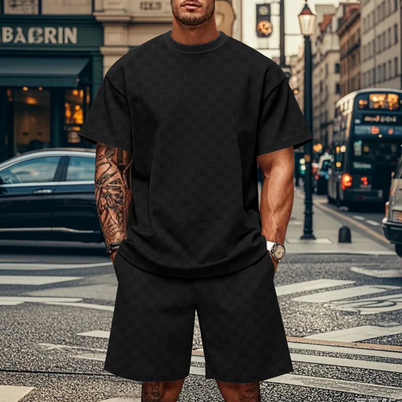 New Style Fashion For Man Summer 3D Print Short Sleeve T-shirt Fashion Sports Set Breathable T-shirt Shorts Sports Two-piece Set