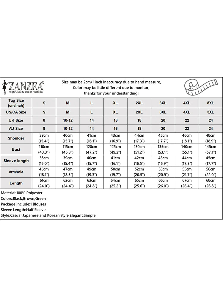 ZANZEA Women's Cold Shoulder Ruffled Blouse Half Sleeve Casual Loose Top with Back Straps Pleated Summer Tunic Fashion O-Neck