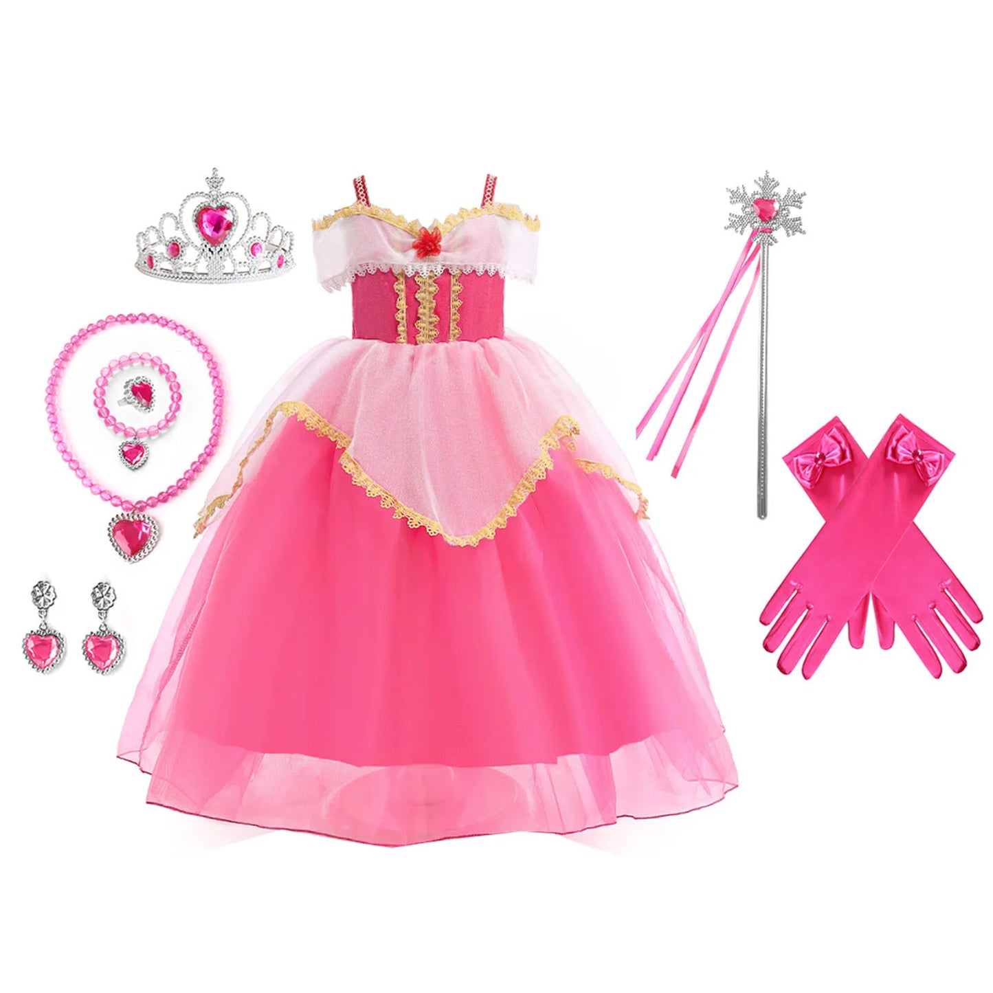 Shiny Toddler Little Girls Movie Princess Sleeping Beauty Aurora Birthday Party Cosplay Halloween Fancy Dress