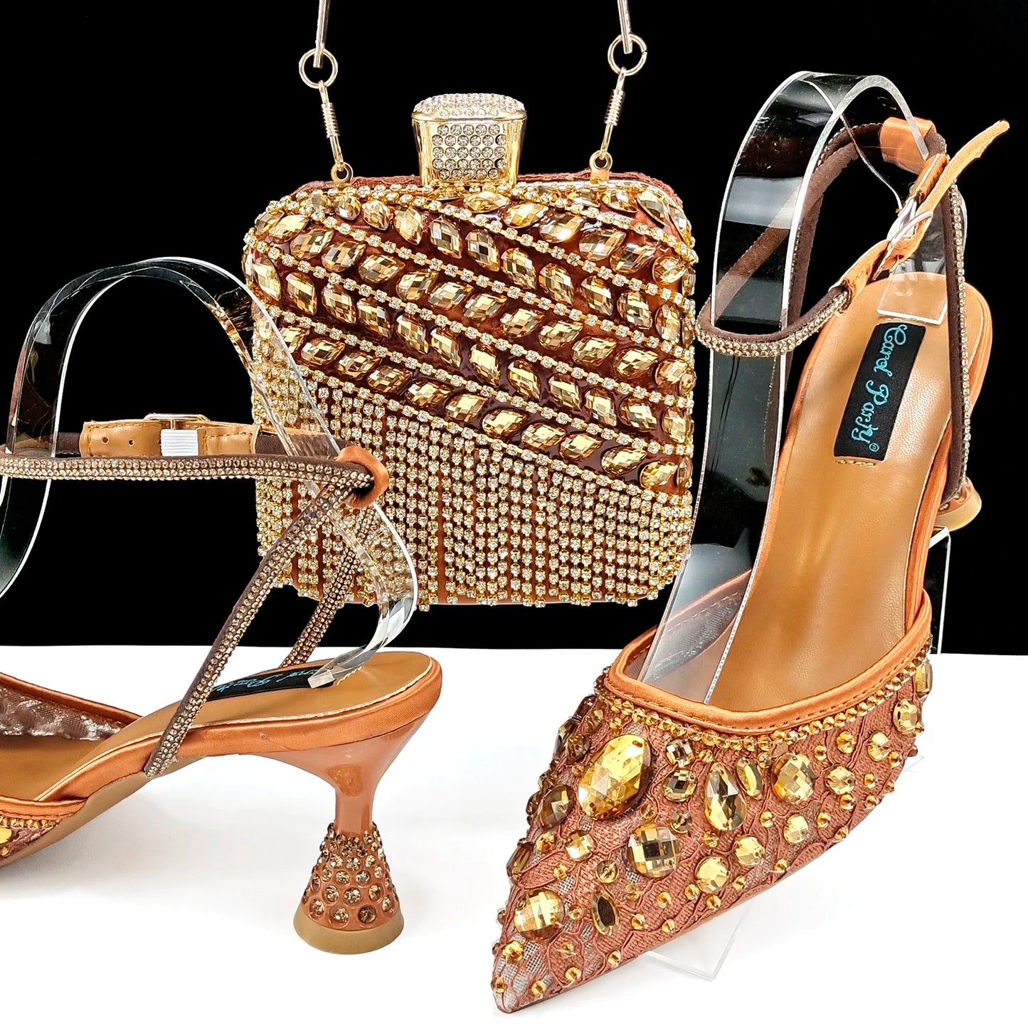 Italian Design Mini Three-Dimensional Hard Bag Tassel decoration Bag Nigeria Elegant Shoes and Bag Set Women Shoes
