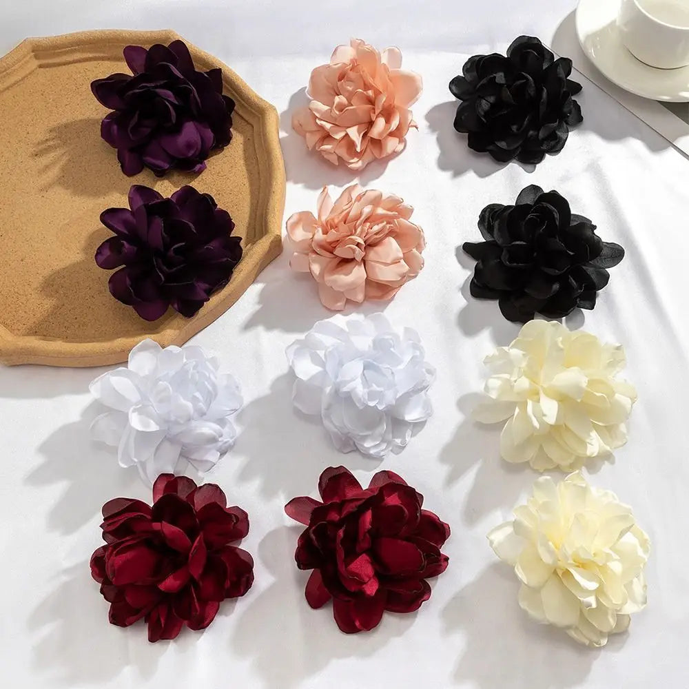 Luxury Design Big Flower Ear Stud Wedding Fabric Fashion Exaggerated Earrings Floral Eardrop Women Girls