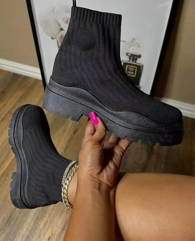 Breathable Spring Fashion Women's Shoes Casual Wedges Platform Ankle Boots Eye Catching Goth Boot Style for Women