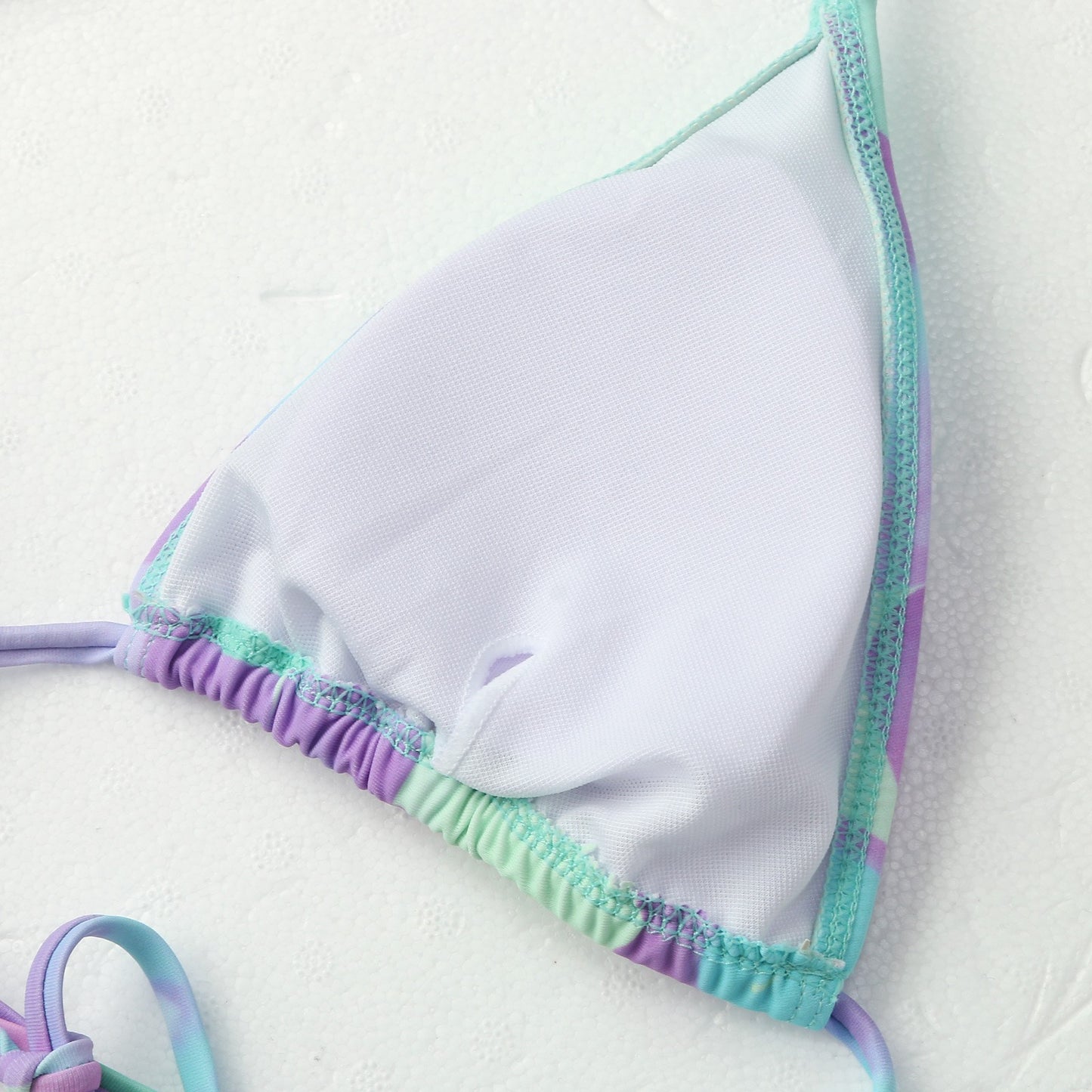 Women's Purple Split Swimsuit Neck Tie up Bikini Set with Skirt And Shorts Bottoms Junior Size Polyester Beachwear