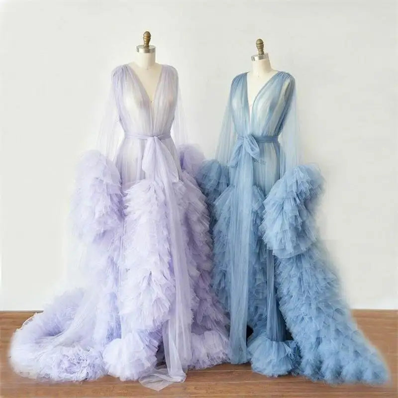 Sexy Maternity Women's Fluffy Long Dress For Photo Shoots Premama V-Neck Tulle Wedding Party Dresses Pregnant Baby Shower Gowns