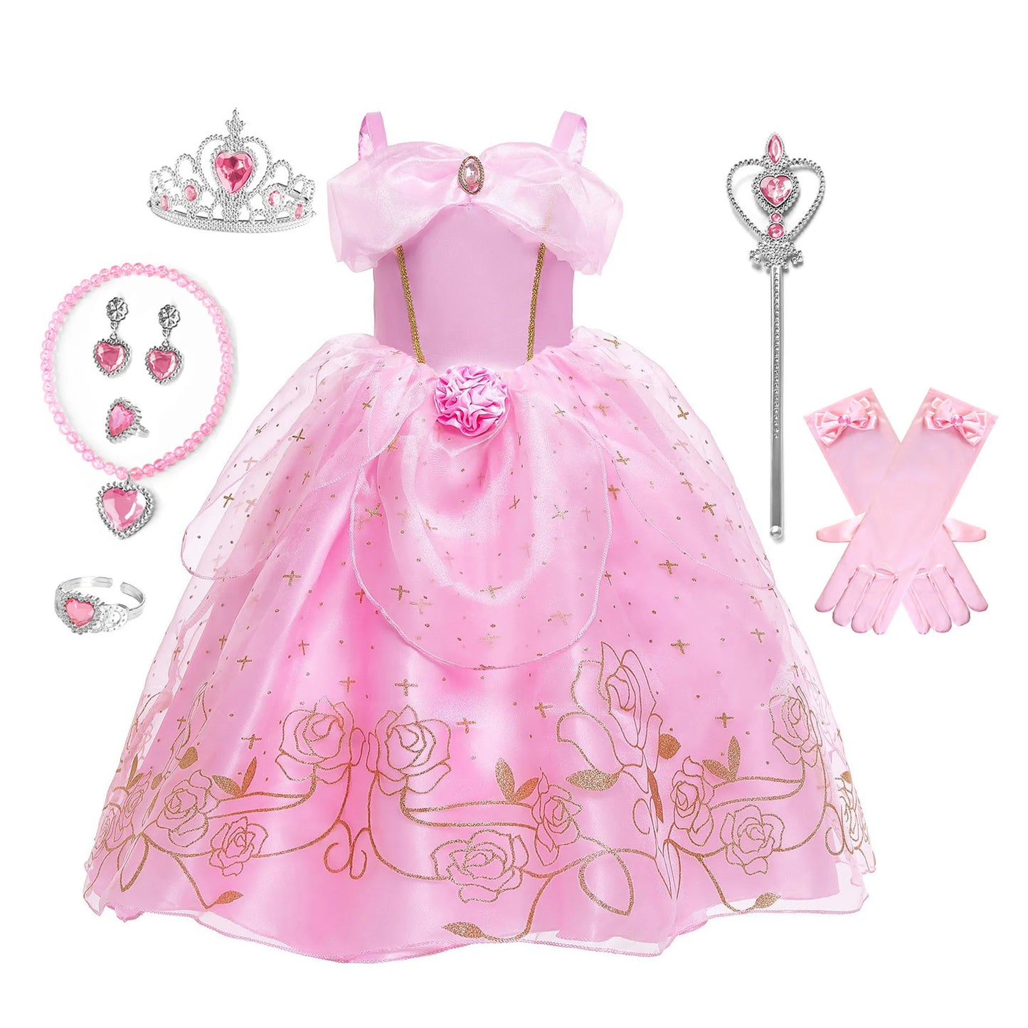 Shiny Toddler Little Girls Movie Princess Sleeping Beauty Aurora Birthday Party Cosplay Halloween Fancy Dress