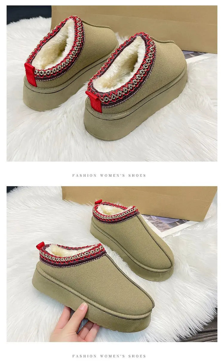 Women's Wool Slippers Warm Platform Wool Slipperswomen Slippers Women Sheepskin Slippers Women Shoes 2024