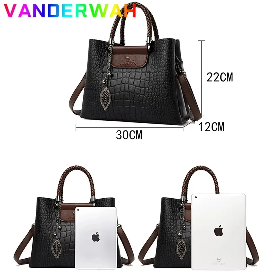 Luxury Handbag Fashion Print Large Capacity Soft Leather Women Shoulder Crossbody Bag Leisure Designer Ladies Purses and Handbag