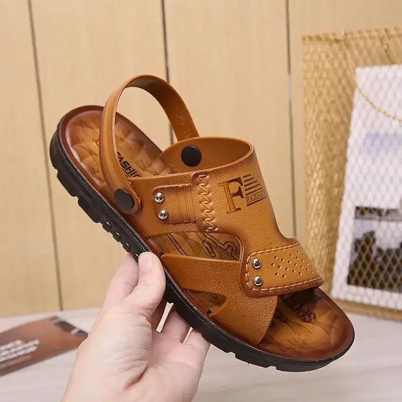Men's Sandals Summer Peep-toe Youth Beach Shoes Dual-use Slippers Plastic Men Sandals Anti Slip Vietnamese Rubber Sandals