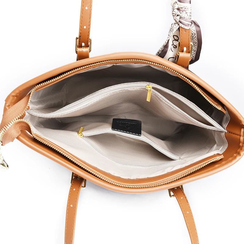 Quality Soft Leather Shoulder Bag for Women with Luxury Print Designer Handbag Casual Tote Commuting Messenger Sac A Main