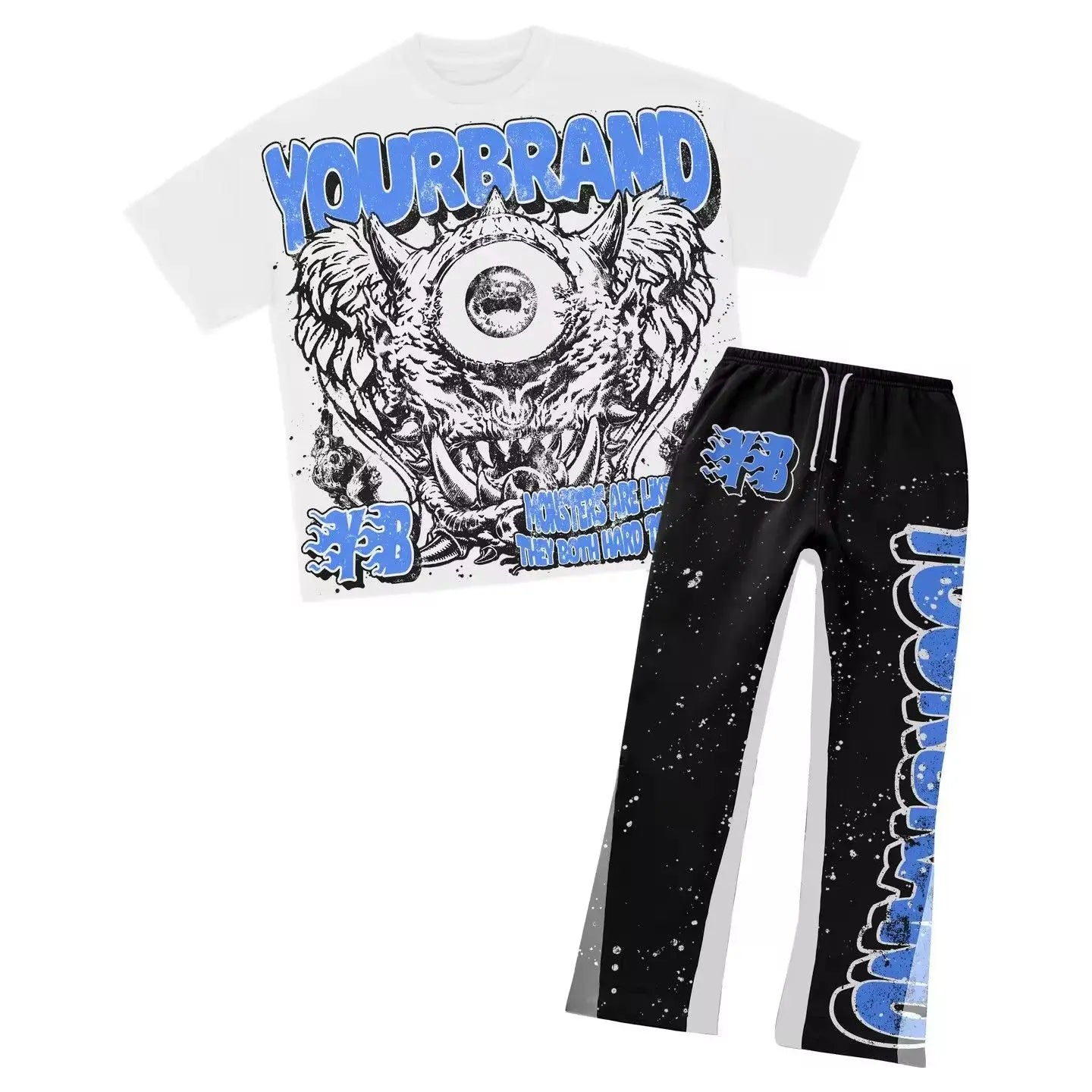 Clothes Couple Set Fashion Suits Personalized Patterns Prints Clothing American Style Street Graffiti T-shirts
