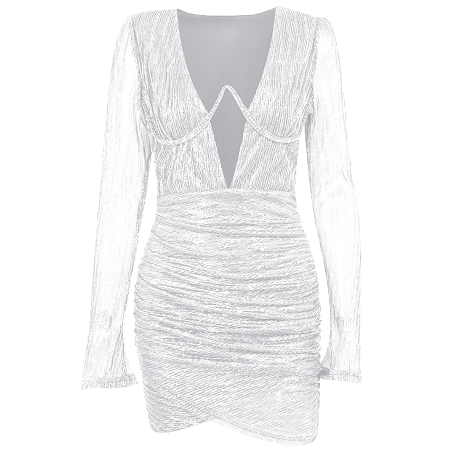 Dresses For Wedding Guest Ladies Fashion Sexy Nightclub Steel Ring Fold Long Sleeve Tight Sexy Shoulder Vestidos De Fiesta