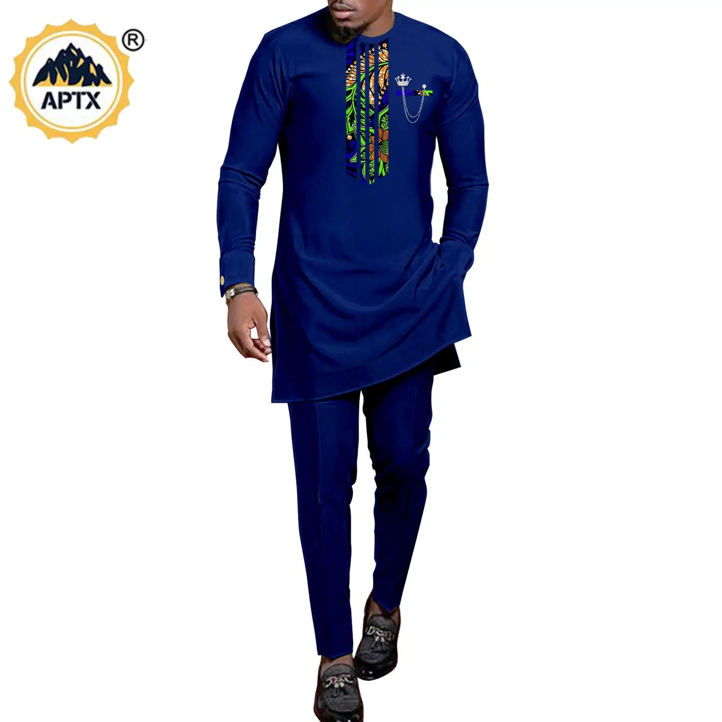 African Abaya Hip Dresses for Women Matching Couple Outfits with Bazin Riche Men's Top and Pant Set Dashiki Print