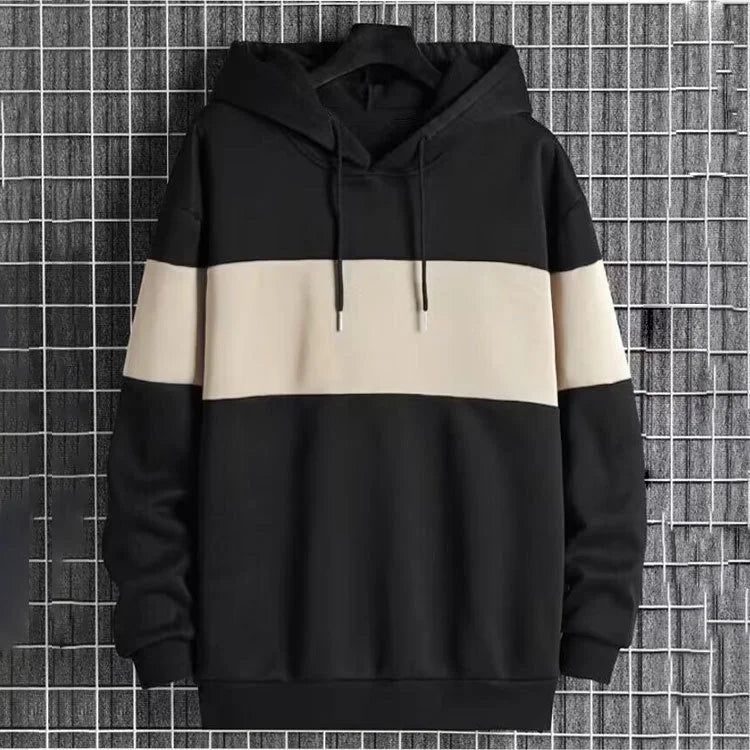 New Men's Long-sleeved Hoodie Male Matching Color Casual Sport Sweatshirt Hoodies