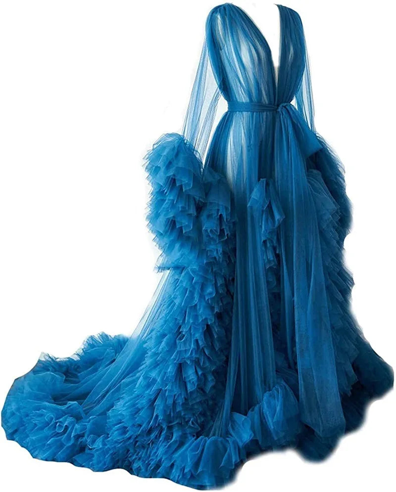 Sexy Maternity Women's Fluffy Long Dress For Photo Shoots Premama V-Neck Tulle Wedding Party Dresses Pregnant Baby Shower Gowns