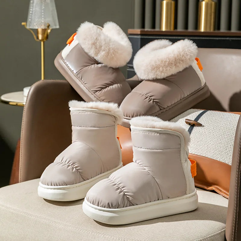Plush And Plush Short Snow Boots For Women's Anti Slip Cotton Slippers In Winter Thick Soles For The Elderly To Wear Warm Bags
