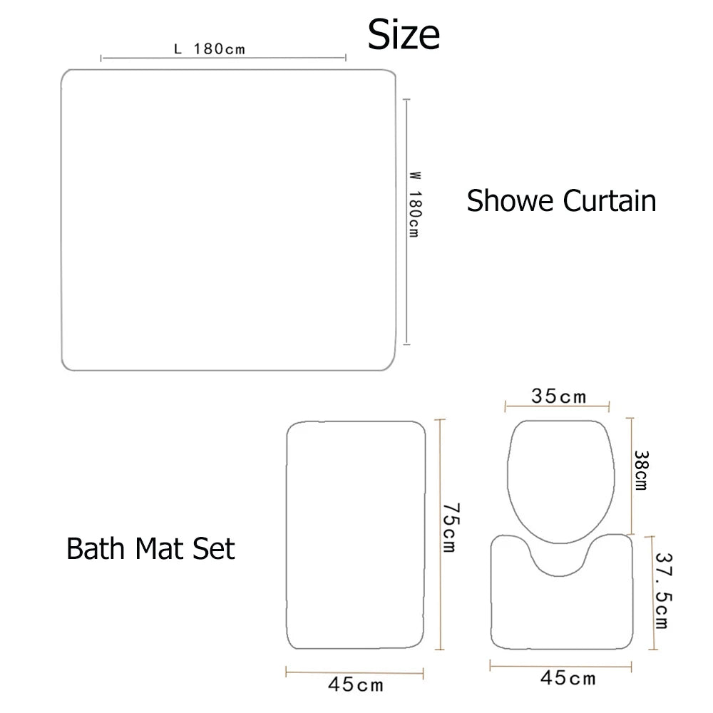 Butterfly Rose Flower Printed Waterproof Bathroom Shower Curtain Set Non-Slip Bath Mat Rug Sets Toilet Cover Bathroom Decor