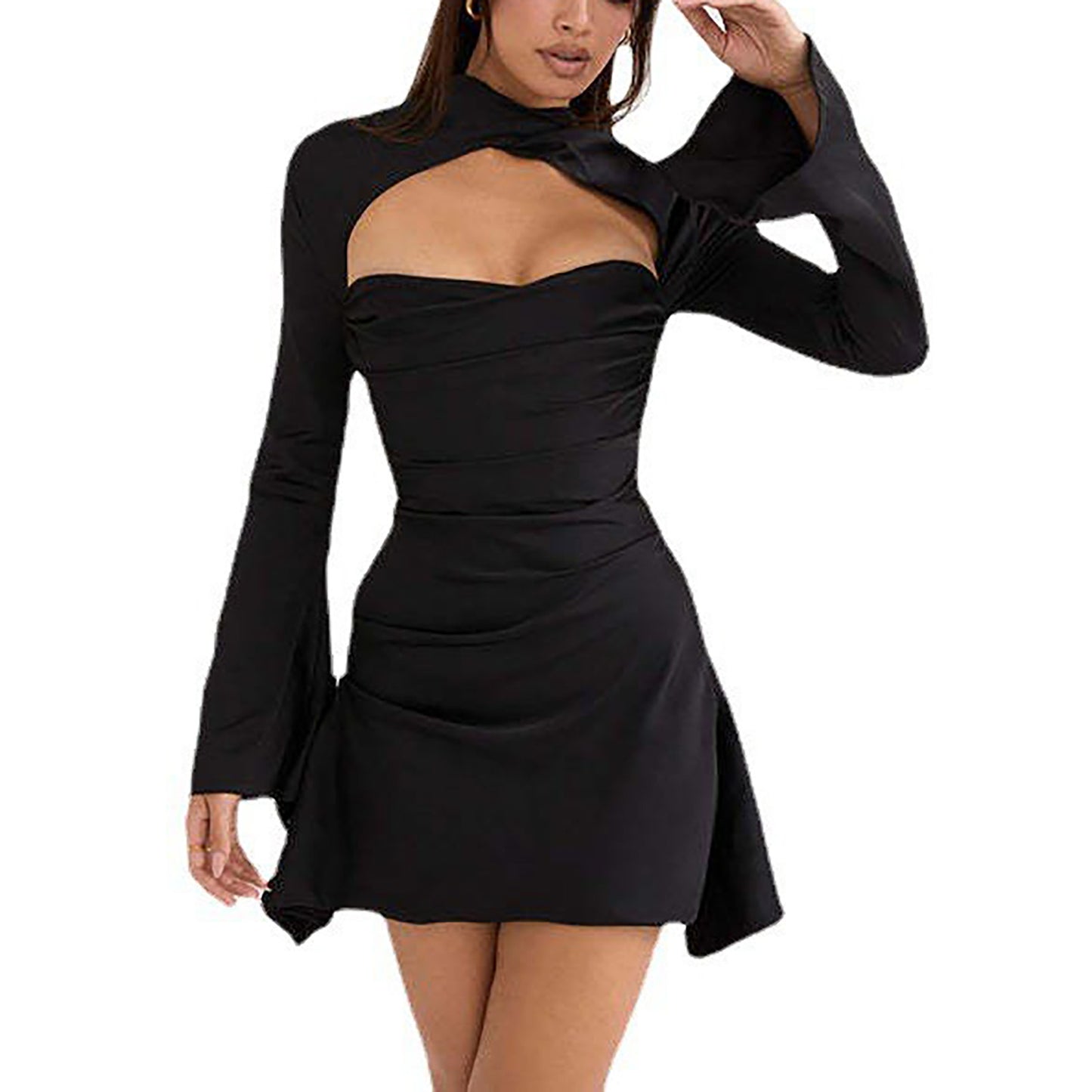 Hot Sale Gown Cut Out Elegant Party Dresses For Women Skirt Solid Open Collarbone Cheongsam Dresses Formal Occasion Dresses