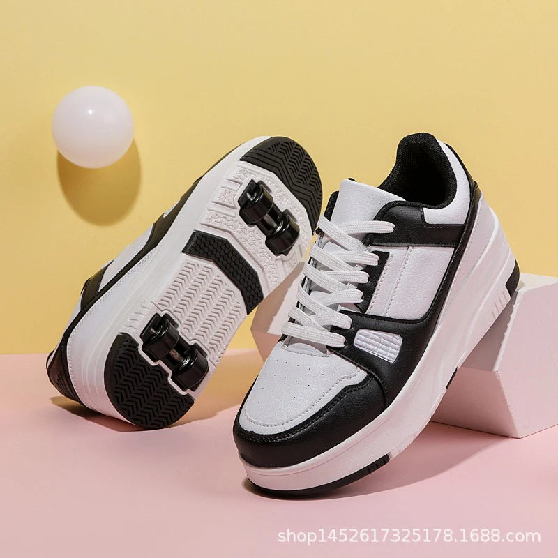 2024 New Roller Skate Shoes Boys Girls Casual Running Sneakers Adult Skates Kids Outdoor Sports Dual-Use Roller Skate Shoes