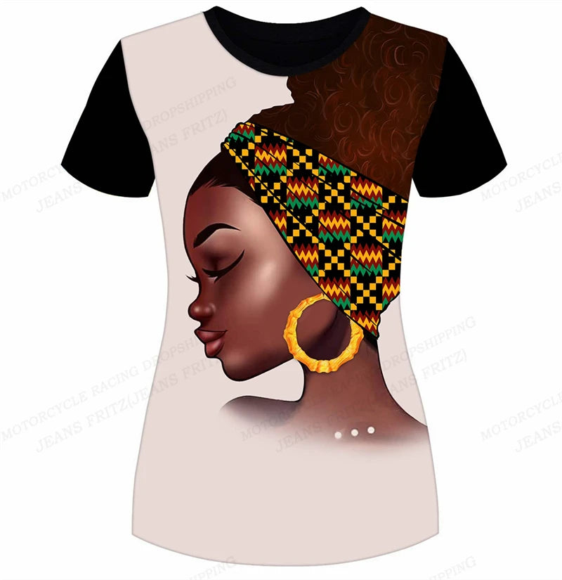 Eye Catching Short Sleeve 3D Print T-Shirt for Women Fashionable Oversized Black Top Y2K Style
