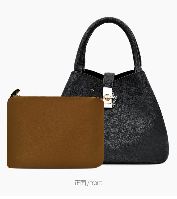 Woman shoulder bag Large capacity Handbag for Women Crossbody bag Lychee pattern Portable bucket bag ladies messenger bags