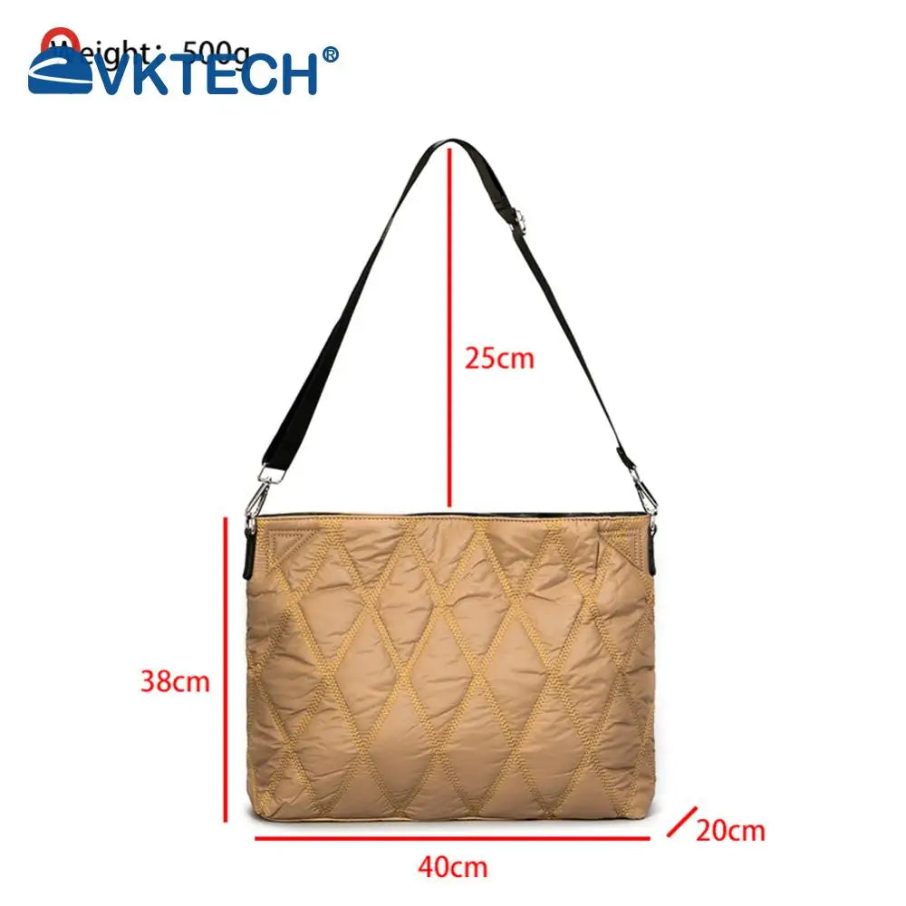 Rhombic Lattice Cotton-Padded Bag Elegant Autumn Winter Down Jackets Bag Simple Fashion Warm Nylon Portable for Party Shopping