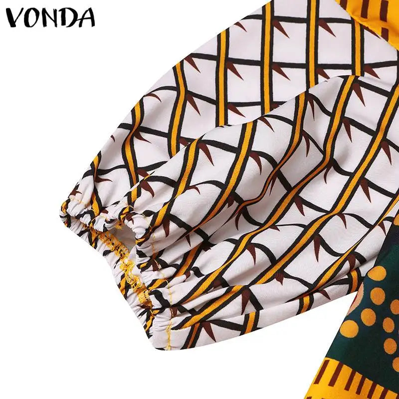 VONDA Women Short Dress 2024 Fashion Bohemian Printed Party Dress Half Sleeve Loose Sundress Casual Vestido Vintage Robe Femme