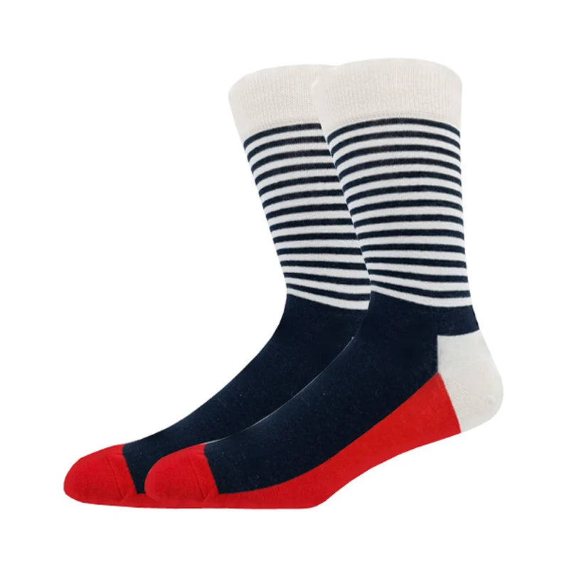 New Men's stockings Casual Gentleman Color fashion color striped Funny Party Dress autumn and winter cotton Socks