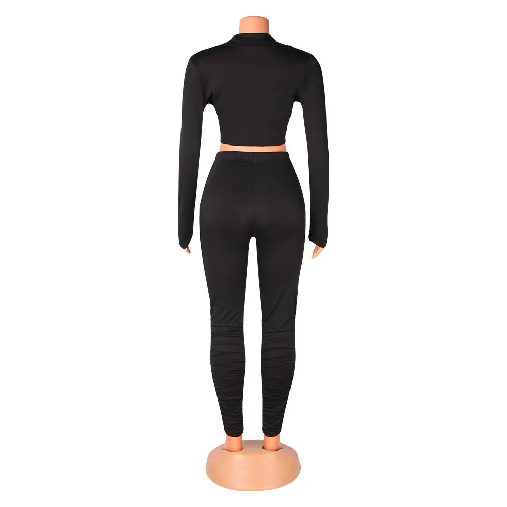 Women's Fashion Casual Slim Fit Two-Piece Set Open Shirt Butterfly Knot Long Sleeve Top with Long Pants Eye-Catching Streetwear