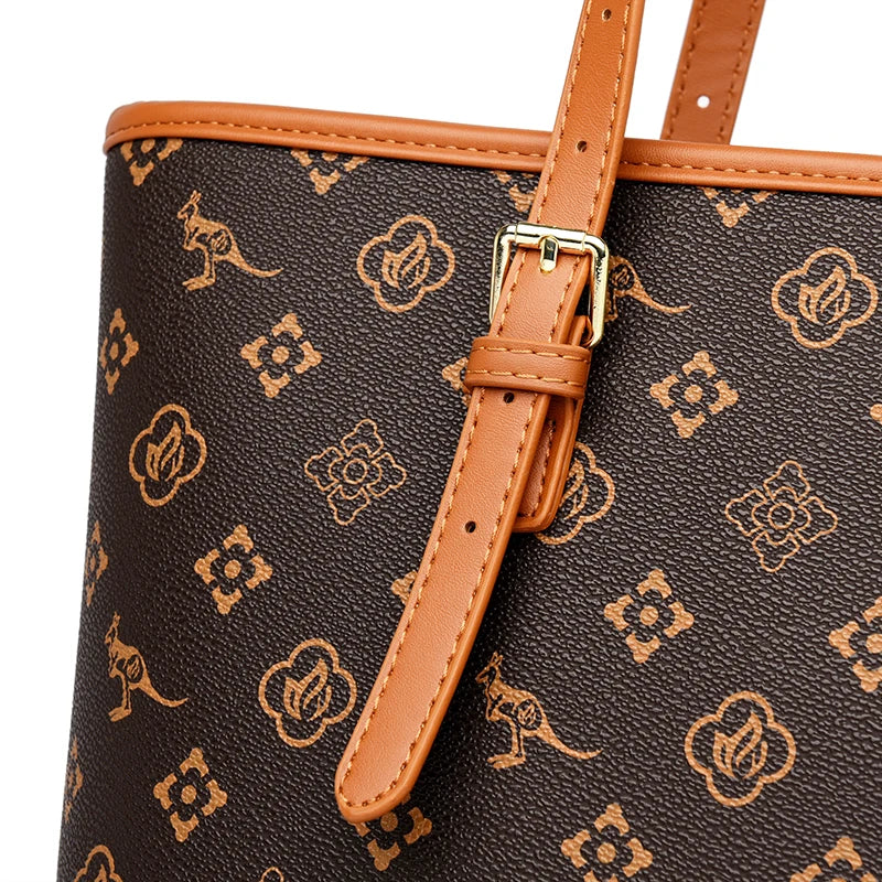 Quality Soft Leather Shoulder Bag for Women with Luxury Print Designer Handbag Casual Tote Commuting Messenger Sac A Main