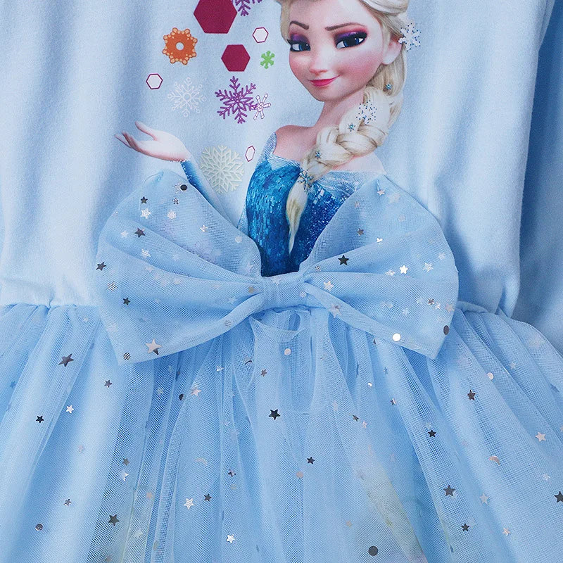 New Spring Autumn Dress Long-sleeved For Children's Clothes Elsa Frozen Party Dress 2-8Y Elsa Princess Dress Baby Girls Dress