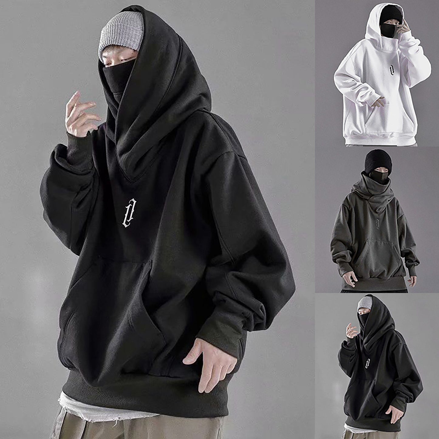 Autumn Winter High Collar Hoodie Loose Comfortable Men's Clothes Harajuku Hiphop Streetwear Fleece Hooded Oversize Sweatshirt