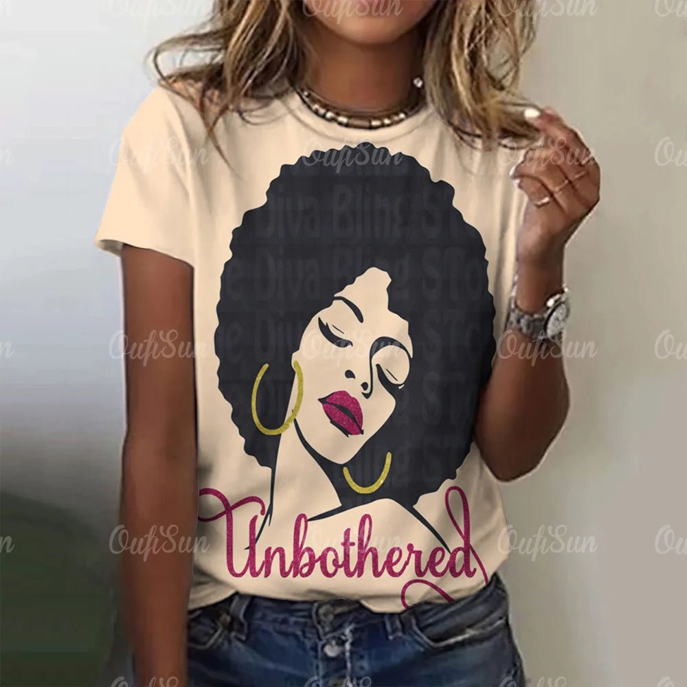 Vintage T Shirt Ladies Summer Round Neck Funny Print Casual Loose 3d T Shirt Elegant Oversized Short Sleeve Y2k Tops