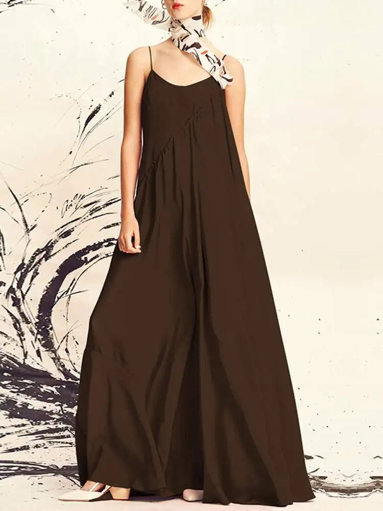 Bohemian Long Sundress for Women Spaghetti Strap Sleeveless Maxi Dress