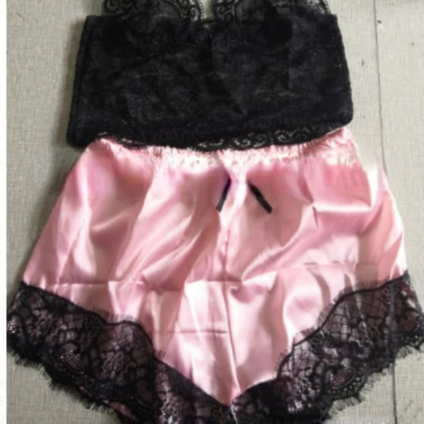 Women's Sexy Pajama Set 2 Pieces Lace Spaghetti Strap Top Shorts Sleepwear Lingerie Sleeveless Summer Clothes