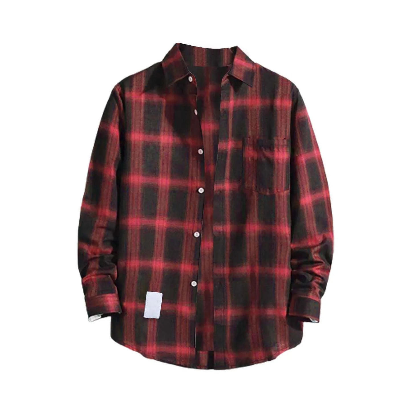 Checkered Printed Shirt Lapel With Single Breasted Chest Pocket Long Sleeved Top Men'S Autumn Fashionable Casual Cardigan