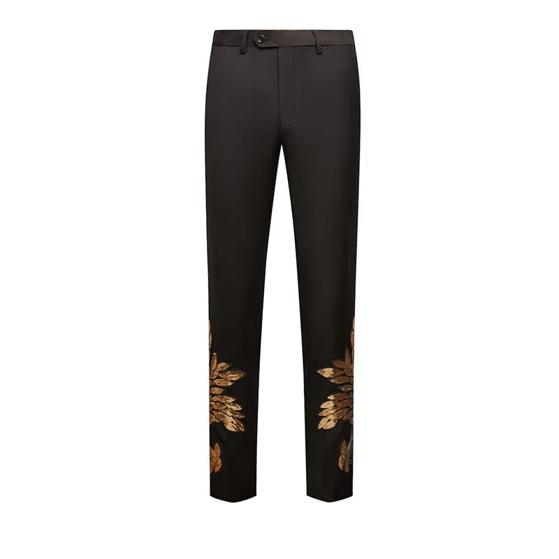 New men's (suit + western pants) high-quality fashion trend gold sequin applique suit suit casual suit jacket song two-piece set